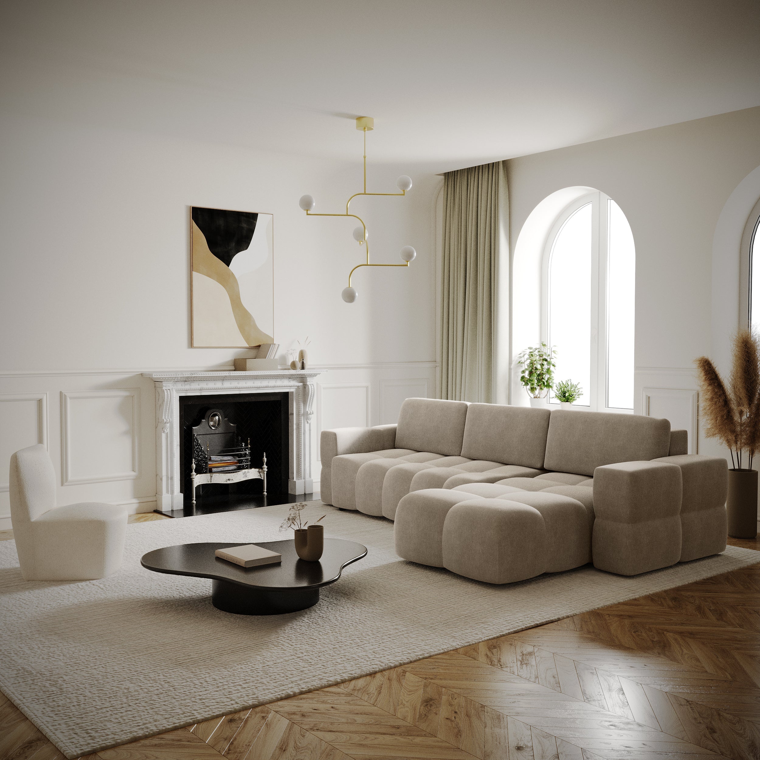 Sia Home Gabriel canapé angle gauche convertible taupe