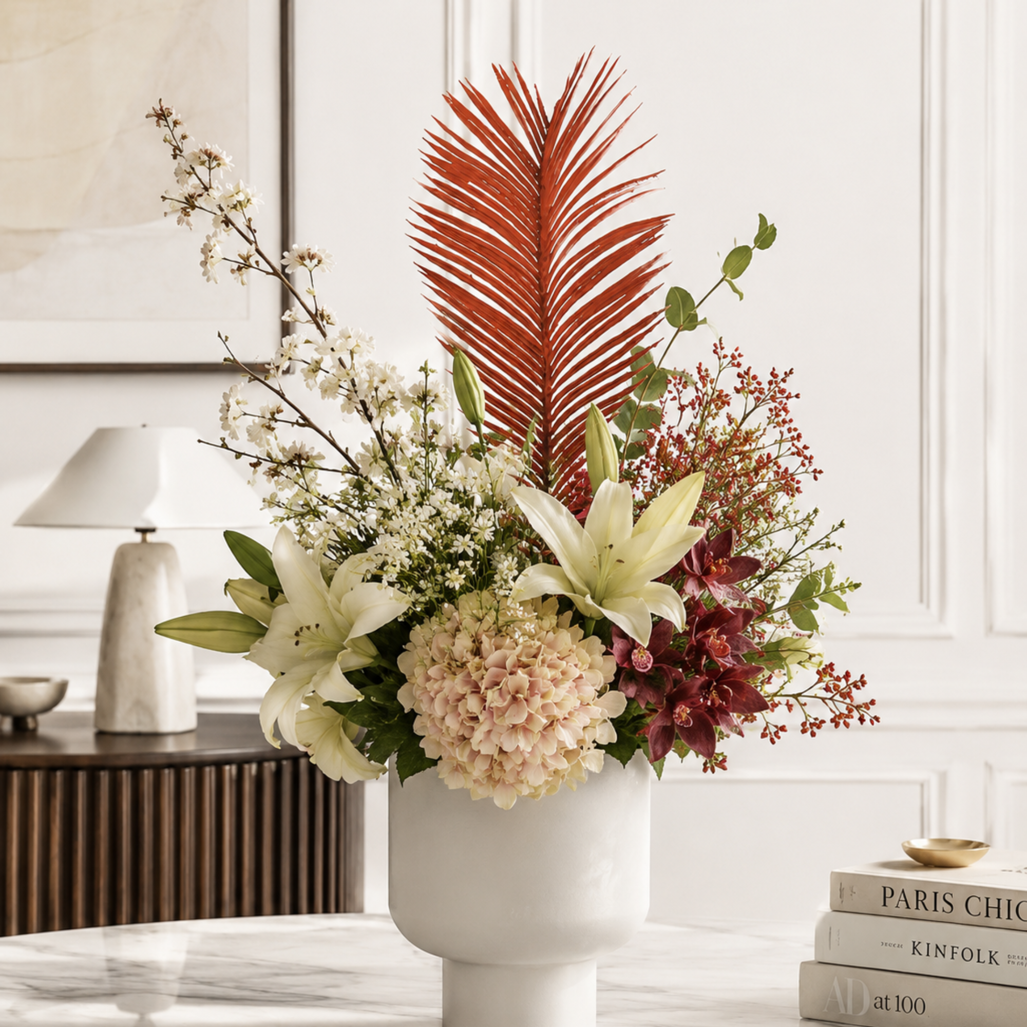 Sia Home Cycas feuillage artificiel rouge 50 cm