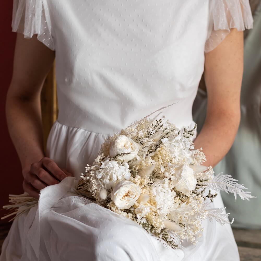 Flowrette Louise bouquet mariée fleurs séchées ruban lin