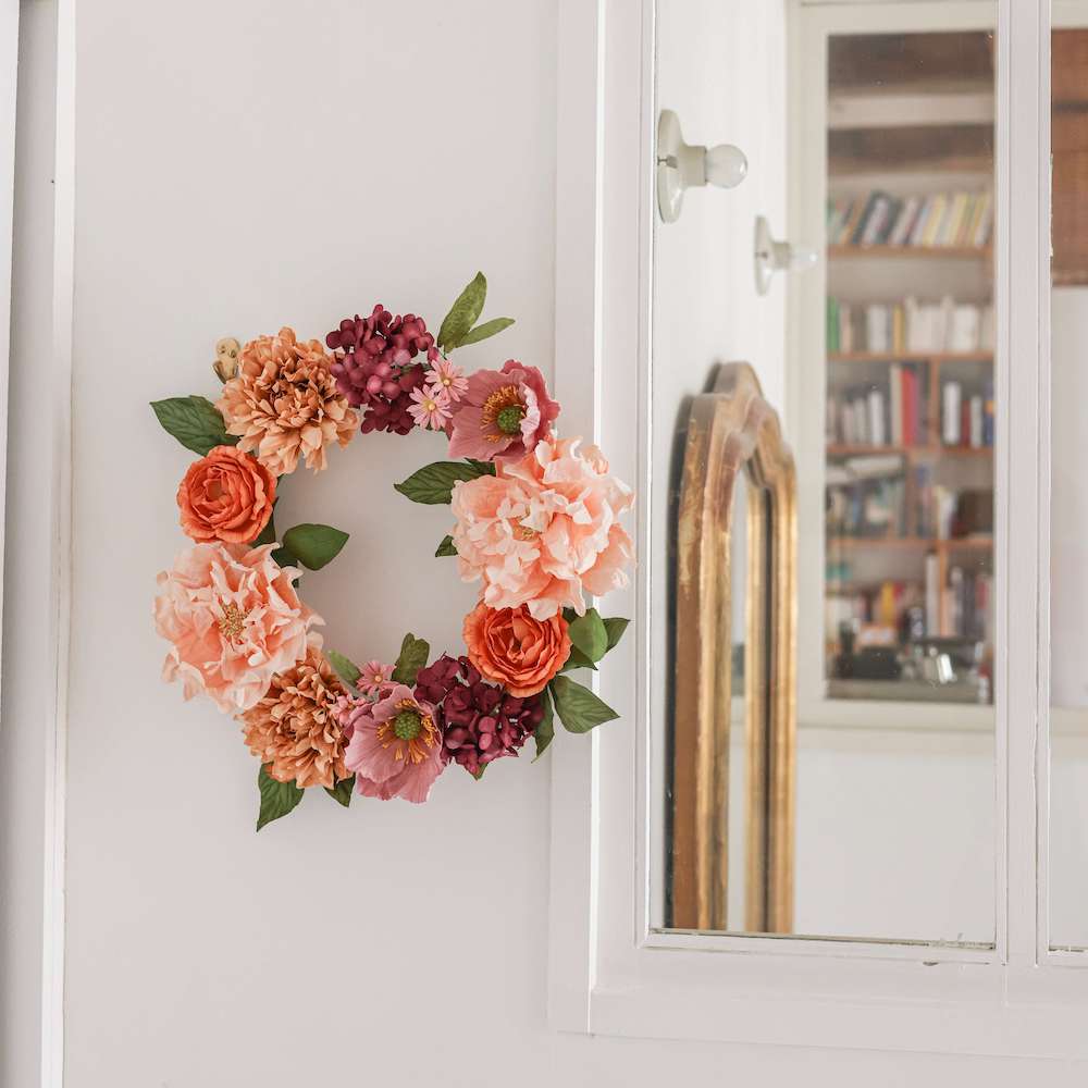 Flowrette Marlier couronne murale papier 45 cm rose