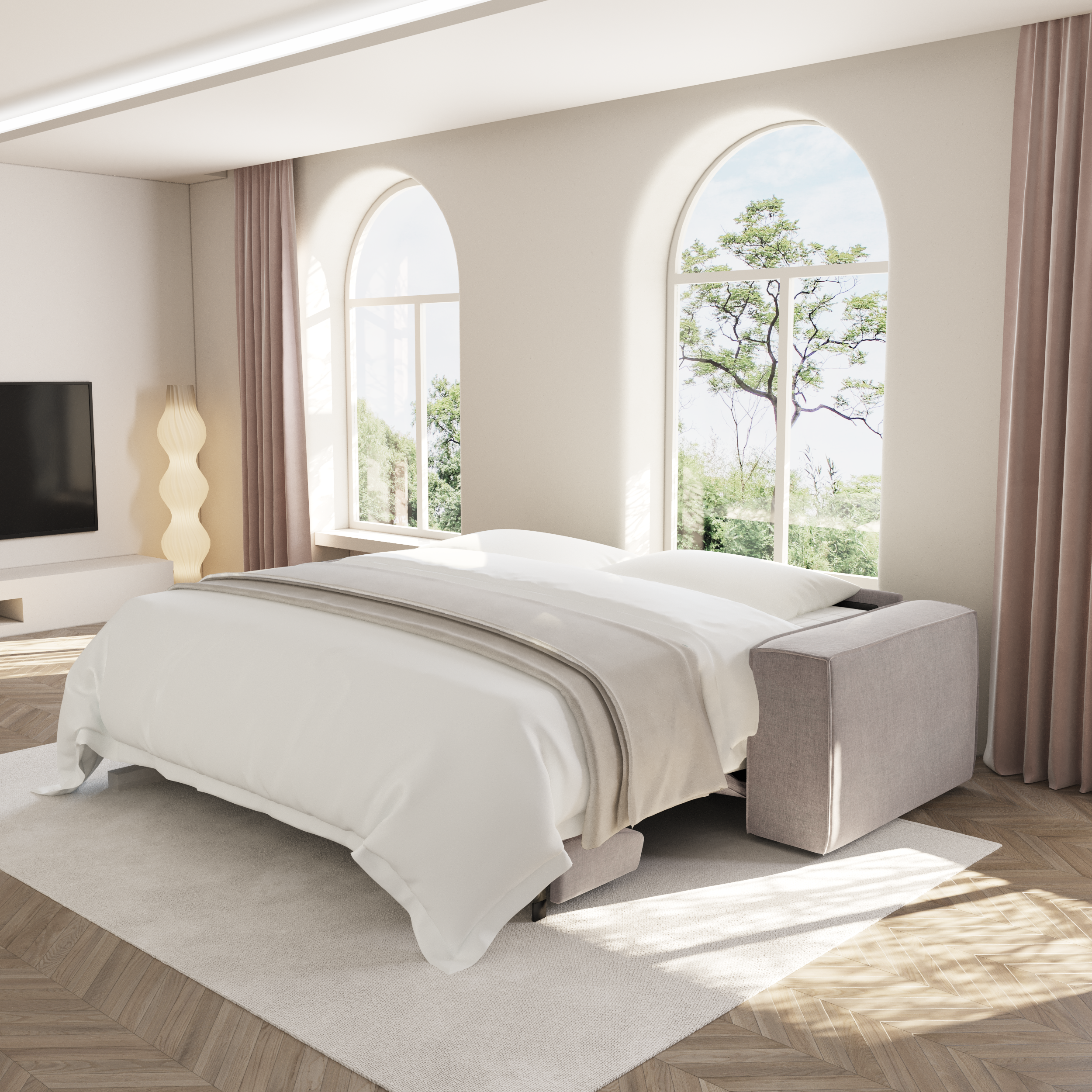 Sia Home Joan canapé convertible 160 cm couchage taupe matelas