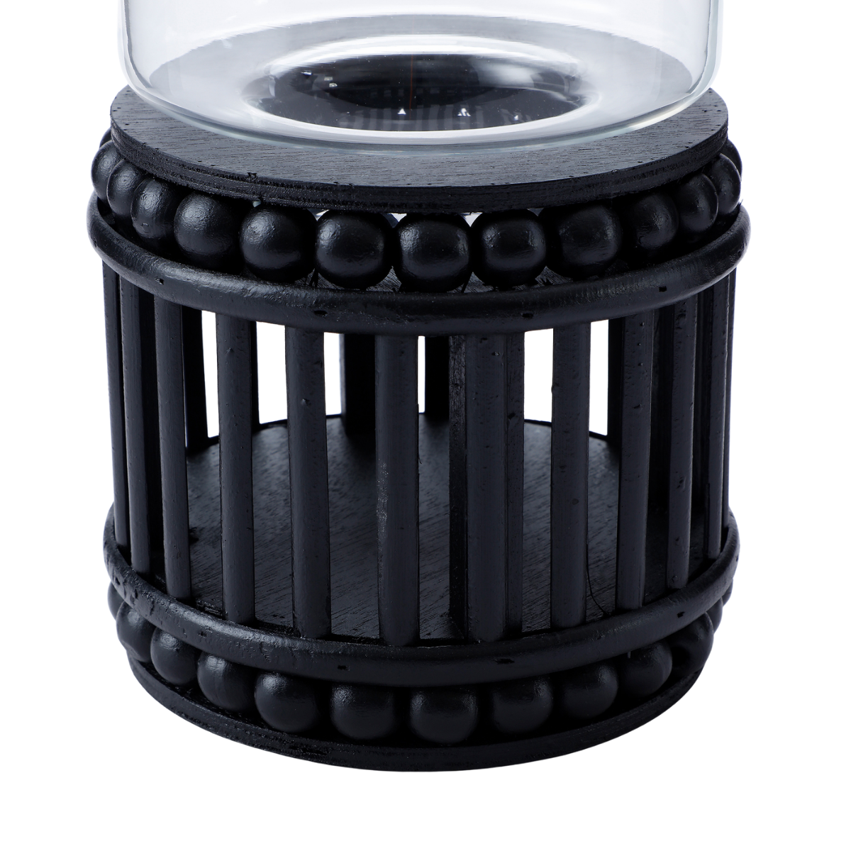 Sia Home Perline porte-bougie bois noir 31 cm rotin