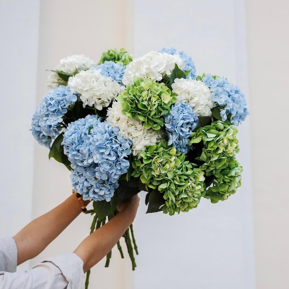 Flowrette hortensia bleu clair fleur artificielle x1