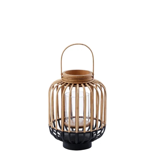 Sia Luva lanterne bambou noire 38 cm verre