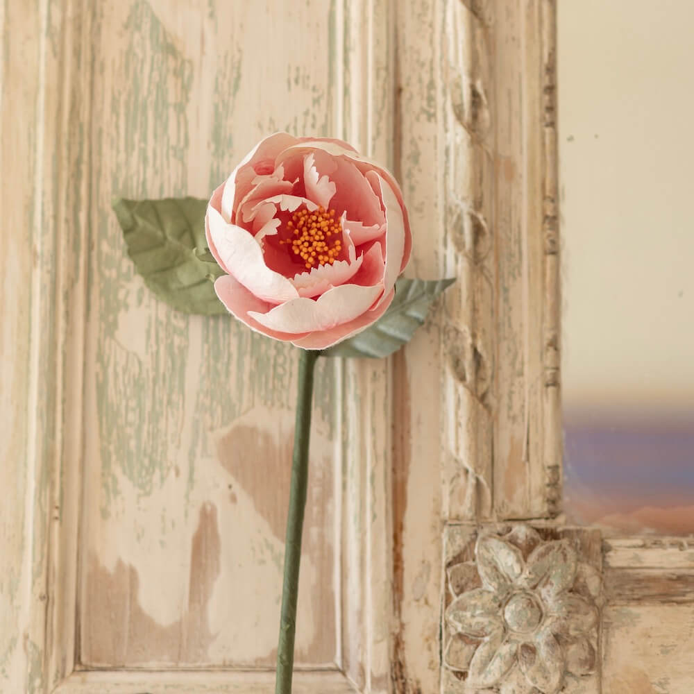 Flowrette Pivoine papier rose clair fleur x1