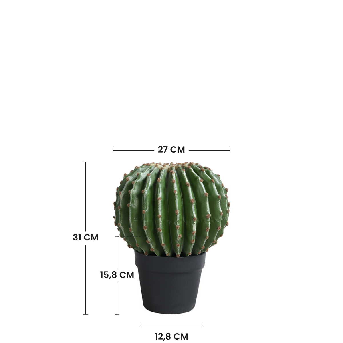 Sia Home Cactus rond artificiel vert pot 31 cm