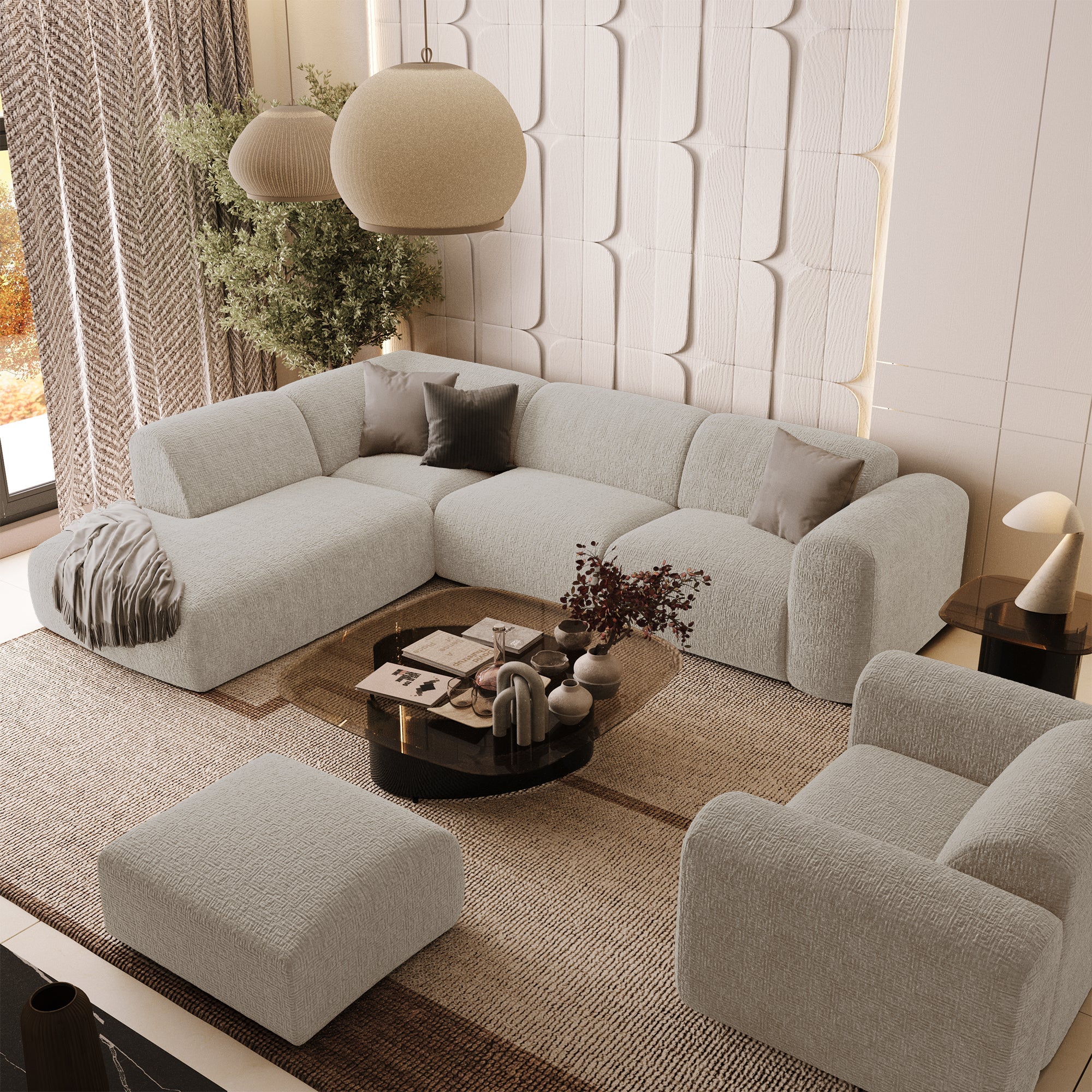 Sia Home Myra canapé angle gauche méridienne arrondi