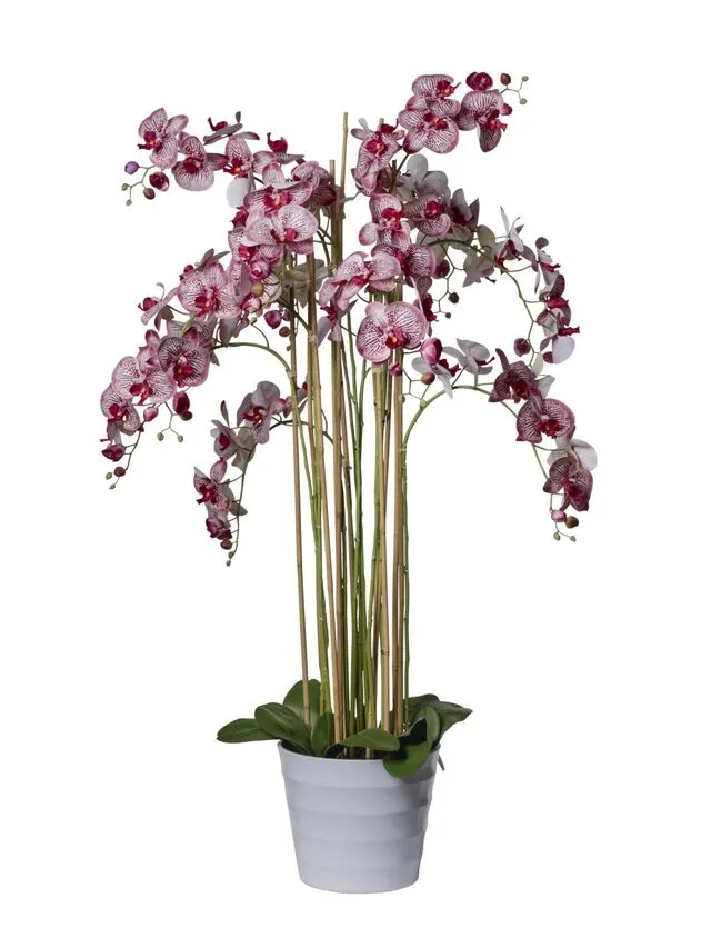 Feuillazur Rungis Orchidées 12 branches fleur artificielle rose 142 cm