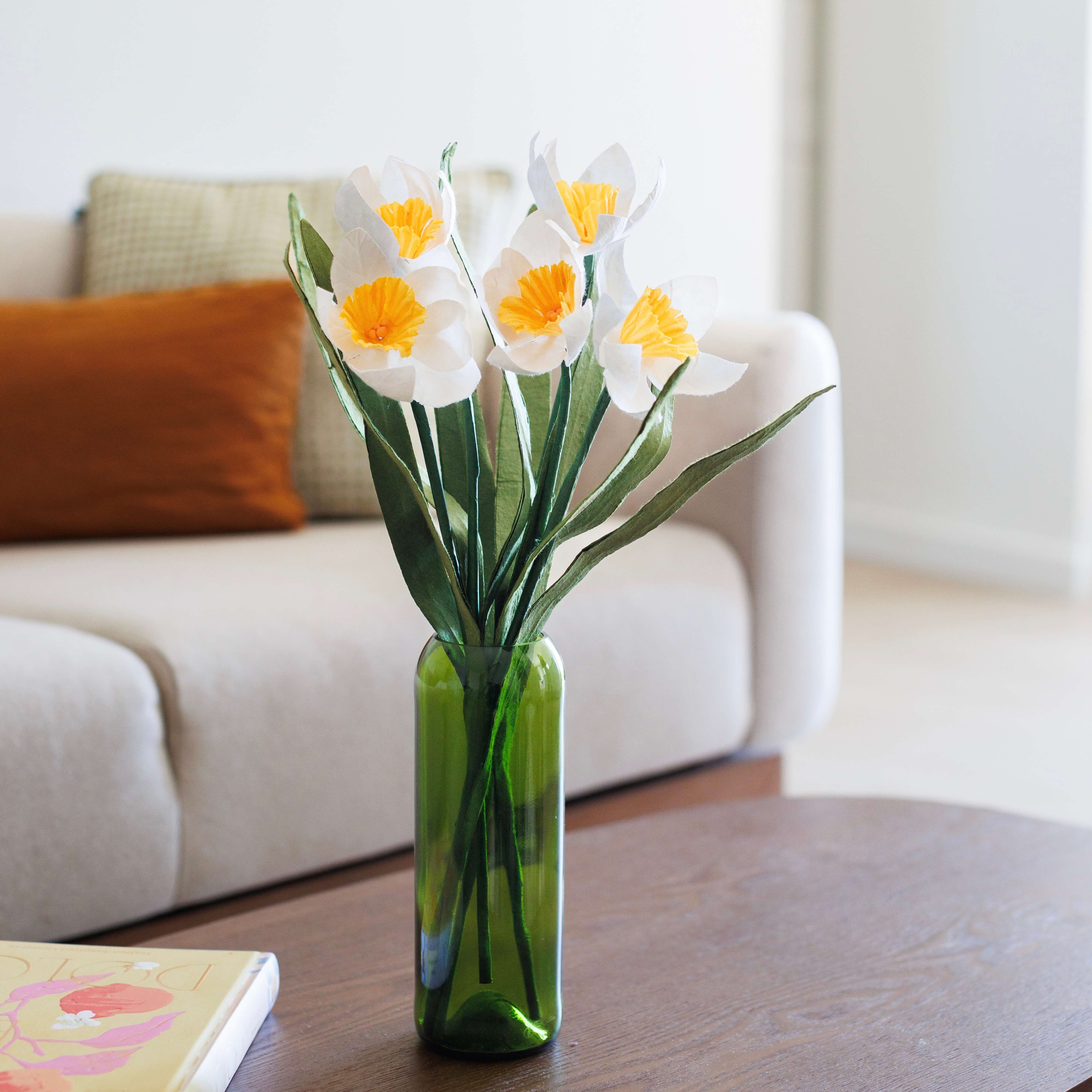 Flowrette Narcisse fleur en papier jaune et blanc x1