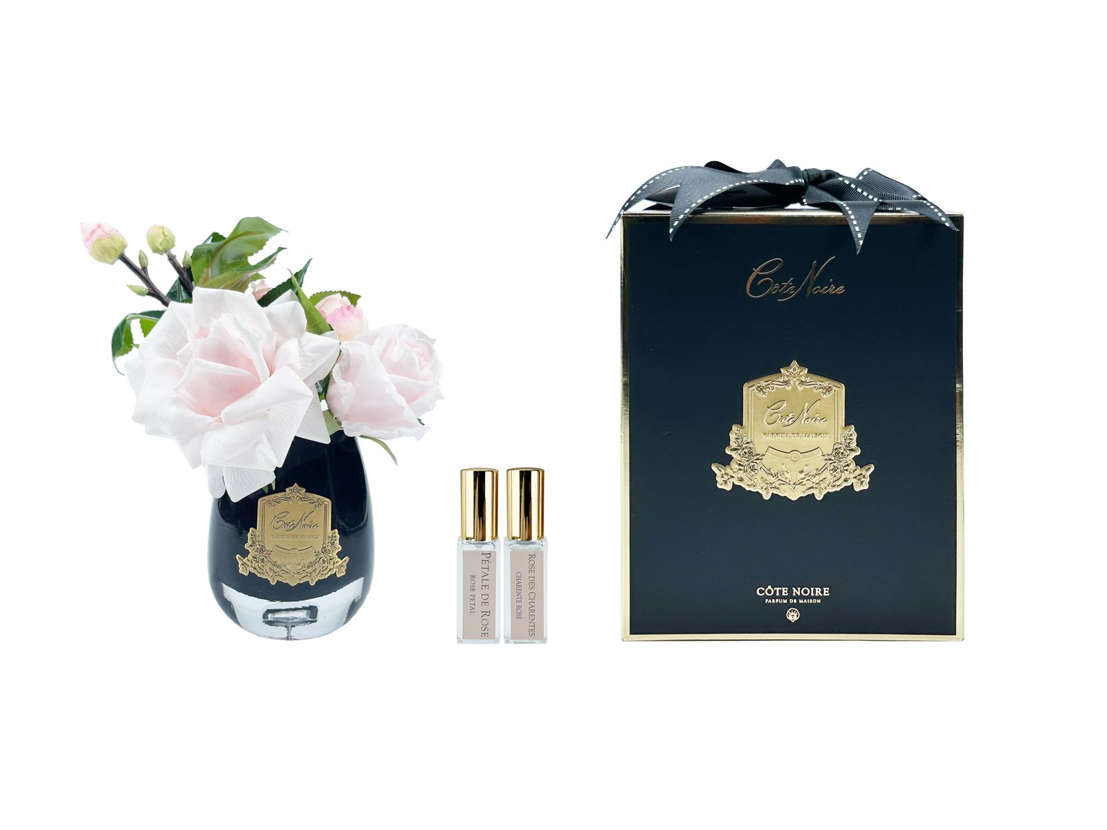 Côte Noire Tea Rose TR06B bouquet rose vase noir