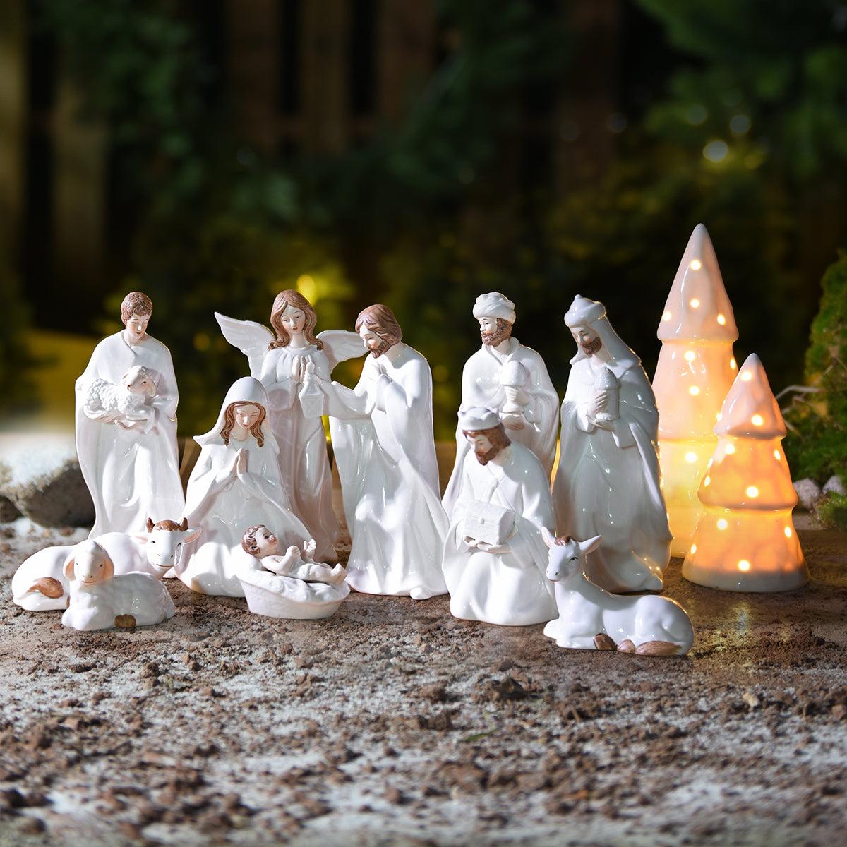 Sia Home Molly statue sapin lumineux blanc 12 cm