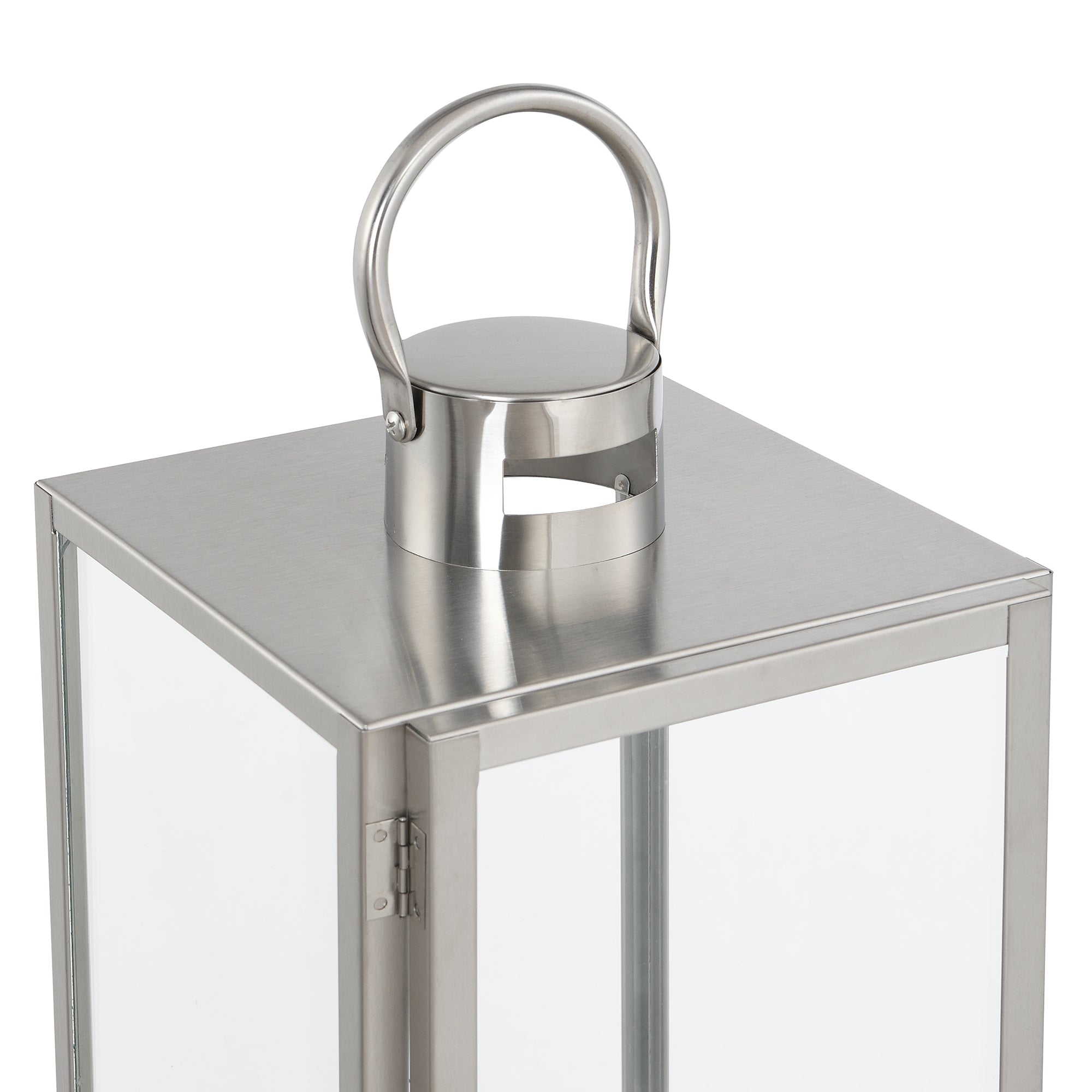 Sia Home Zaka lanterne argenté acier verre 50cm sol