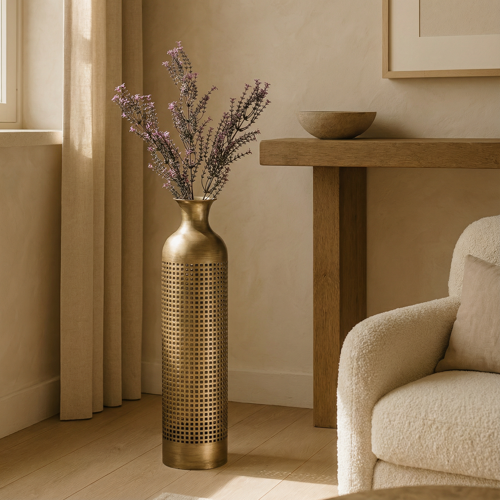 Sia Home Vases Maze 80 cm vase métal doré ajouré