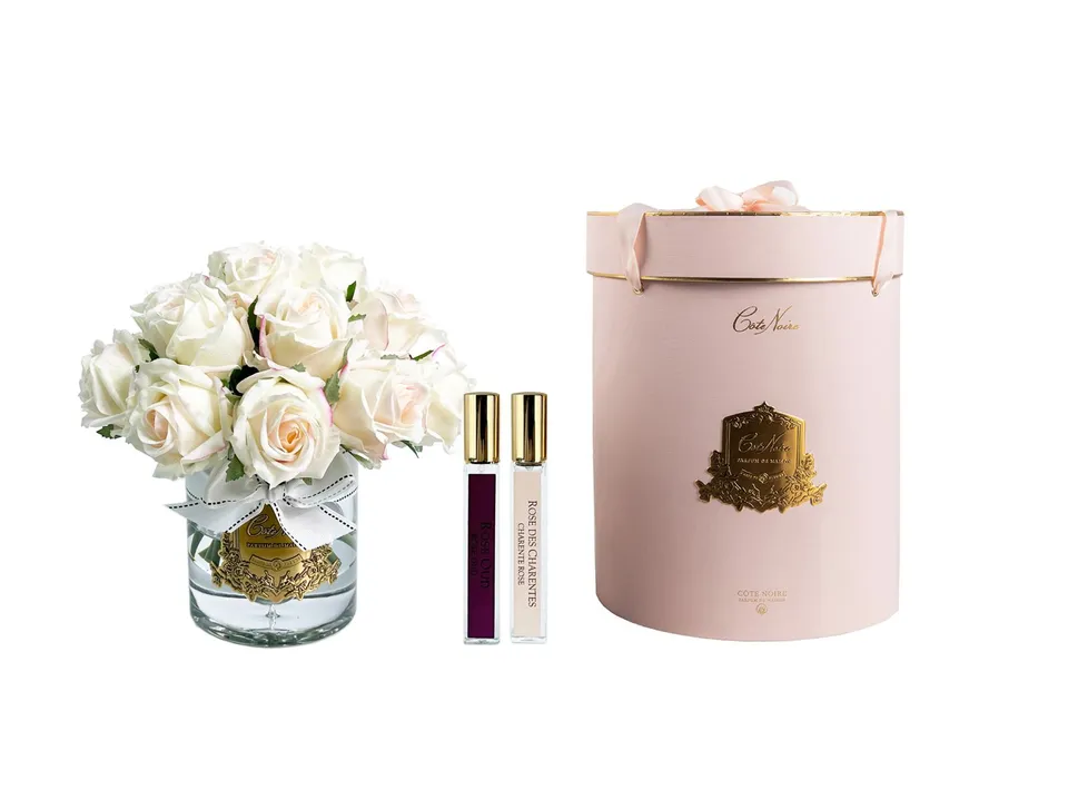 Côte Noire Grand Bouquets LRB02 bouquet rose blush badge or