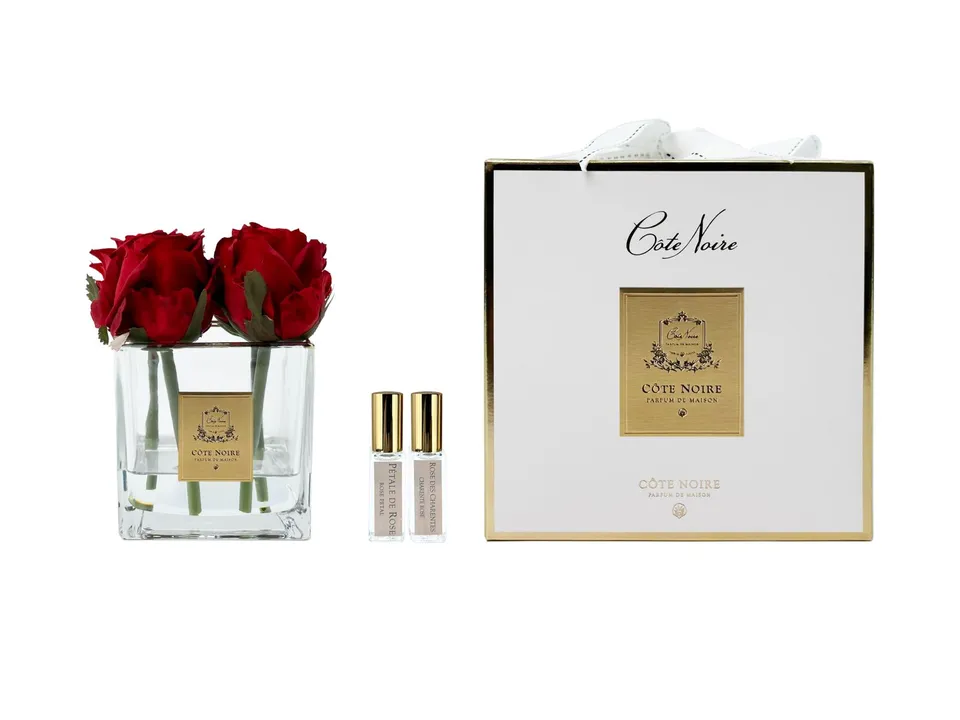 Côte Noire Couture SVC404 4 boutons roses rouges verre