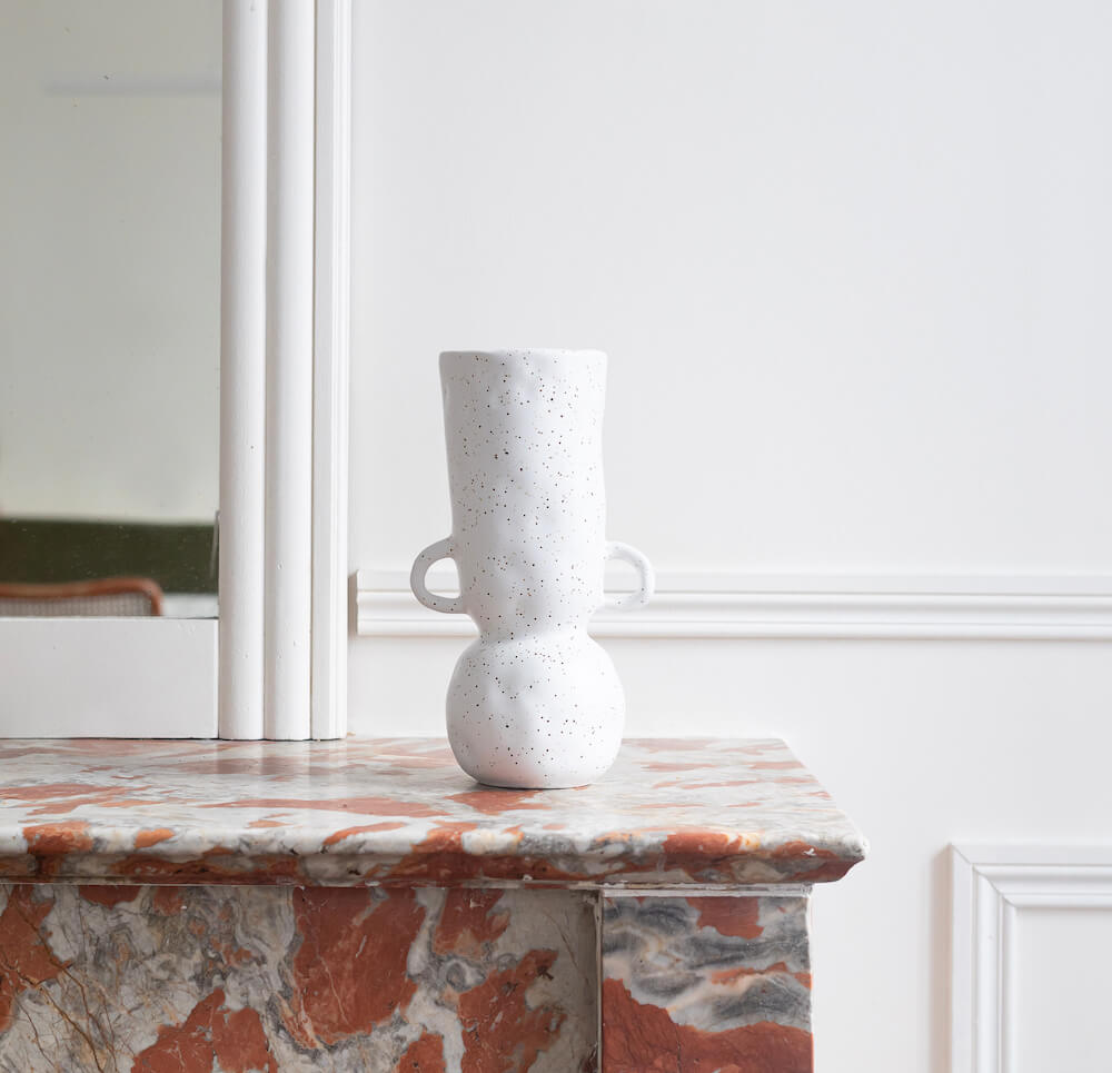 Flowrette Saudade Vase céramique blanc anses fait main