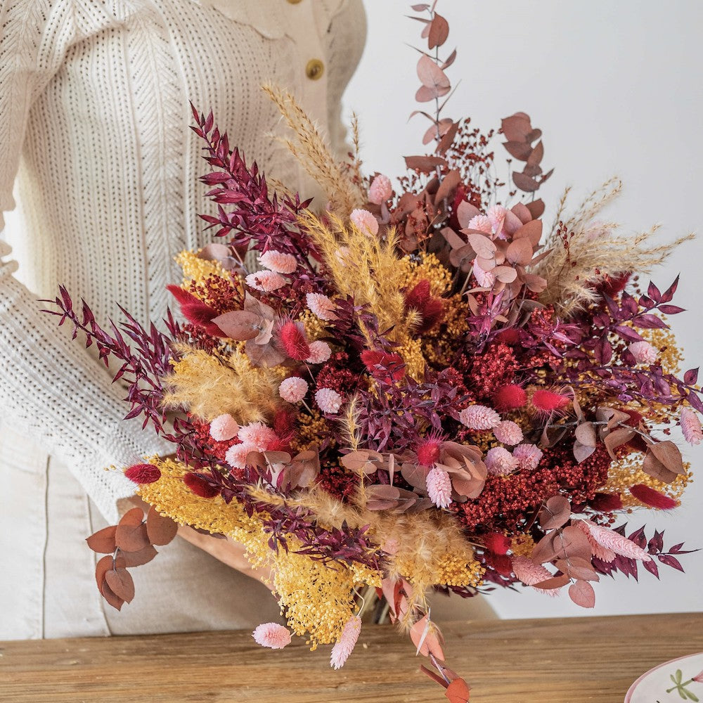Flowrette Antonin bouquet fleurs séchées taille M tons automne
