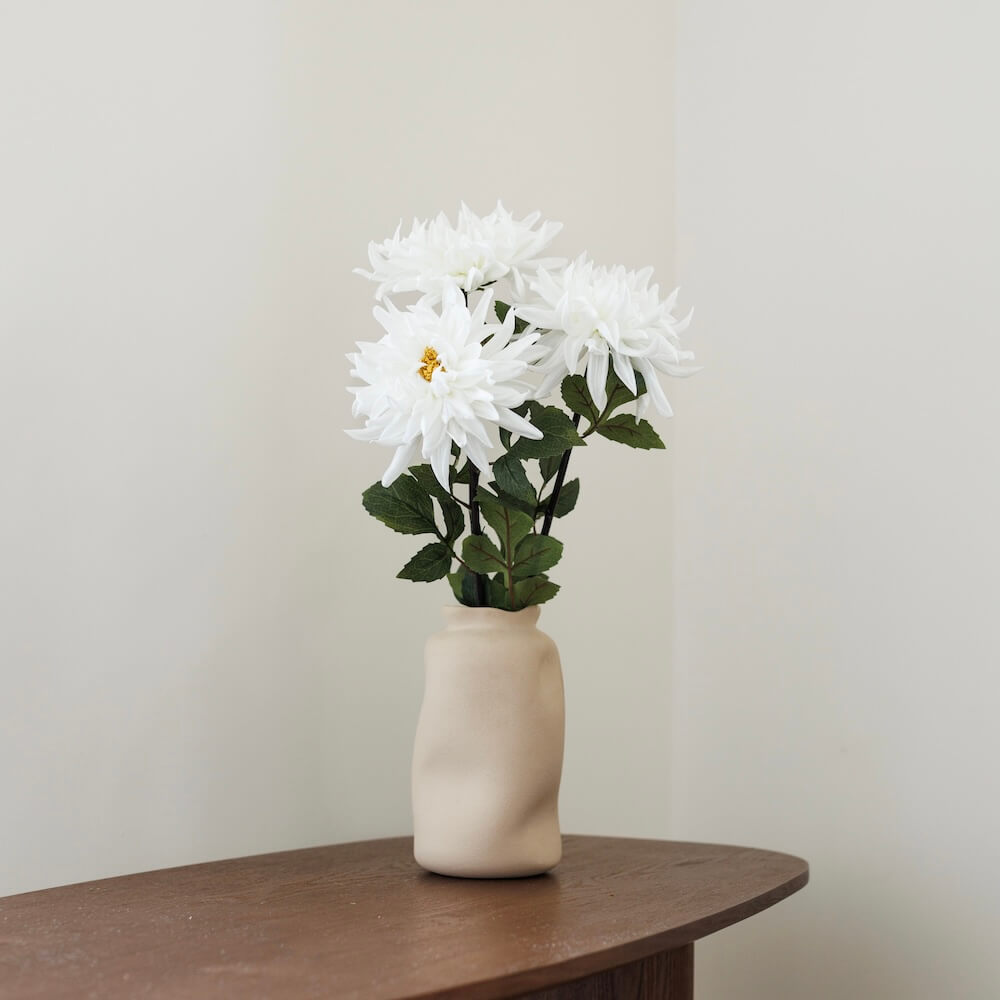 Flowrette Dahlia blanc fleur artificielle x1 réaliste