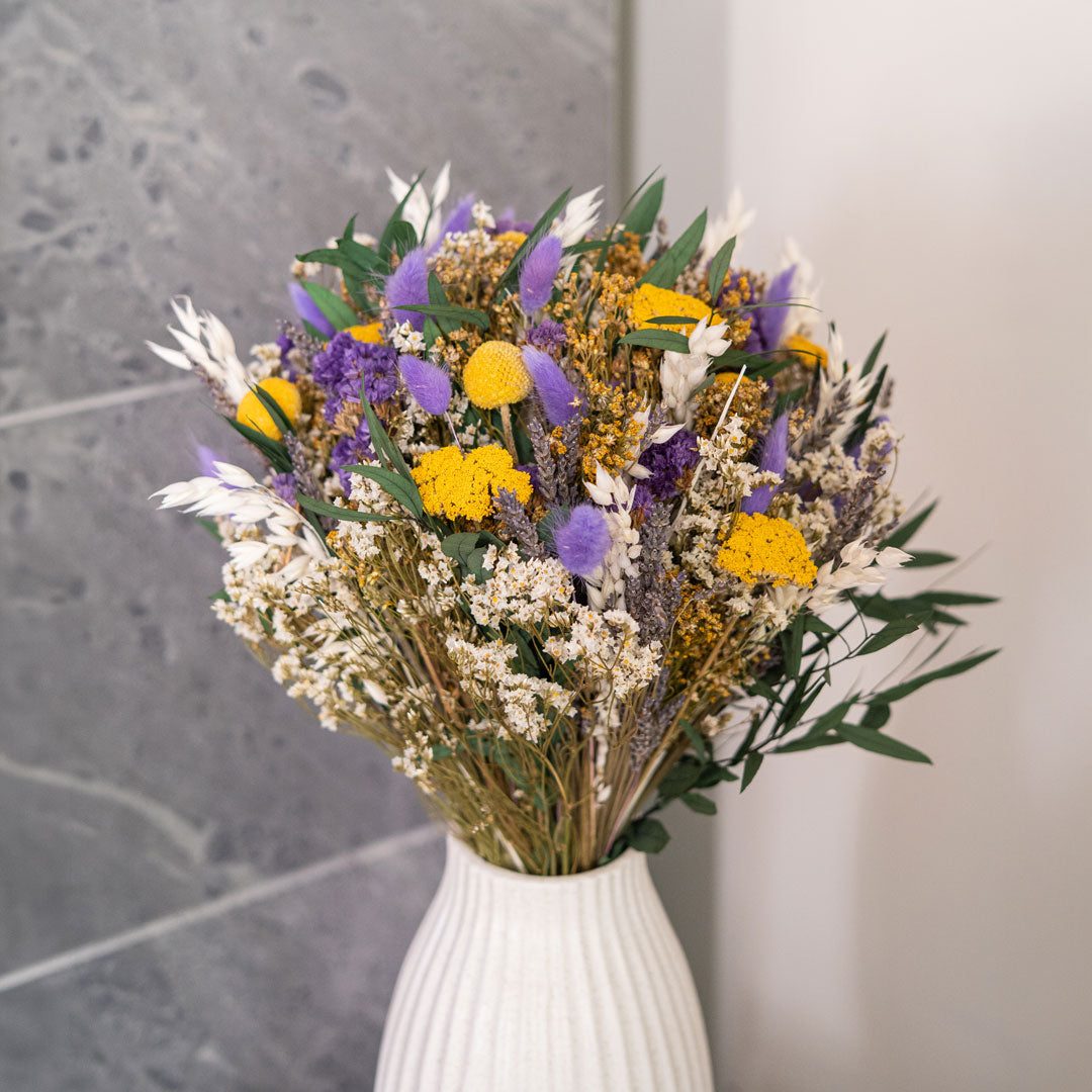 Flowrette Marceau bouquet fleurs séchées M jaune violet