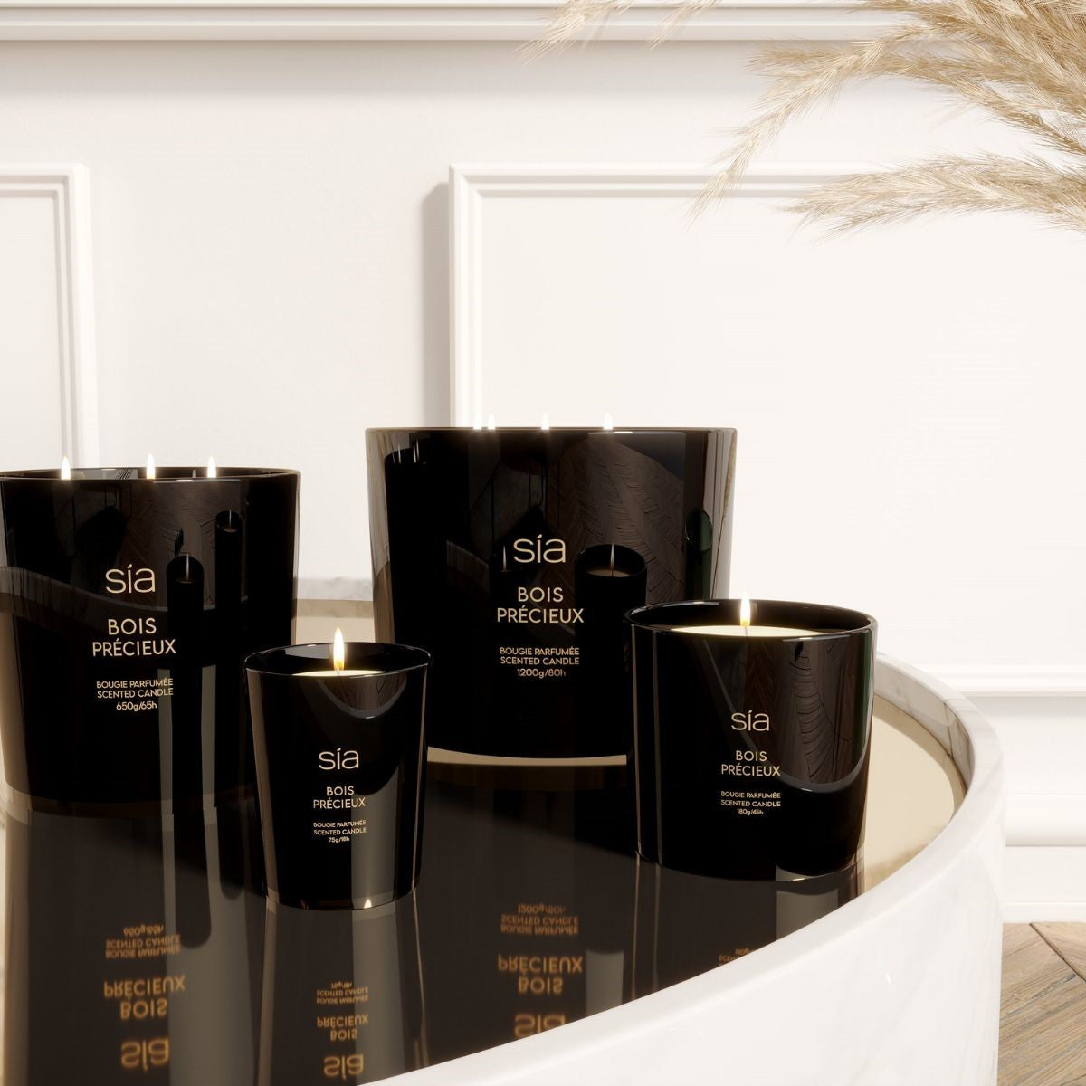 Sia Home Bois Précieux bougie parfumée noir