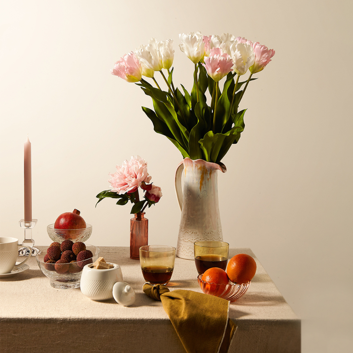 Sia Home Tulipe Perroquet fleur artificielle rose 63 cm
