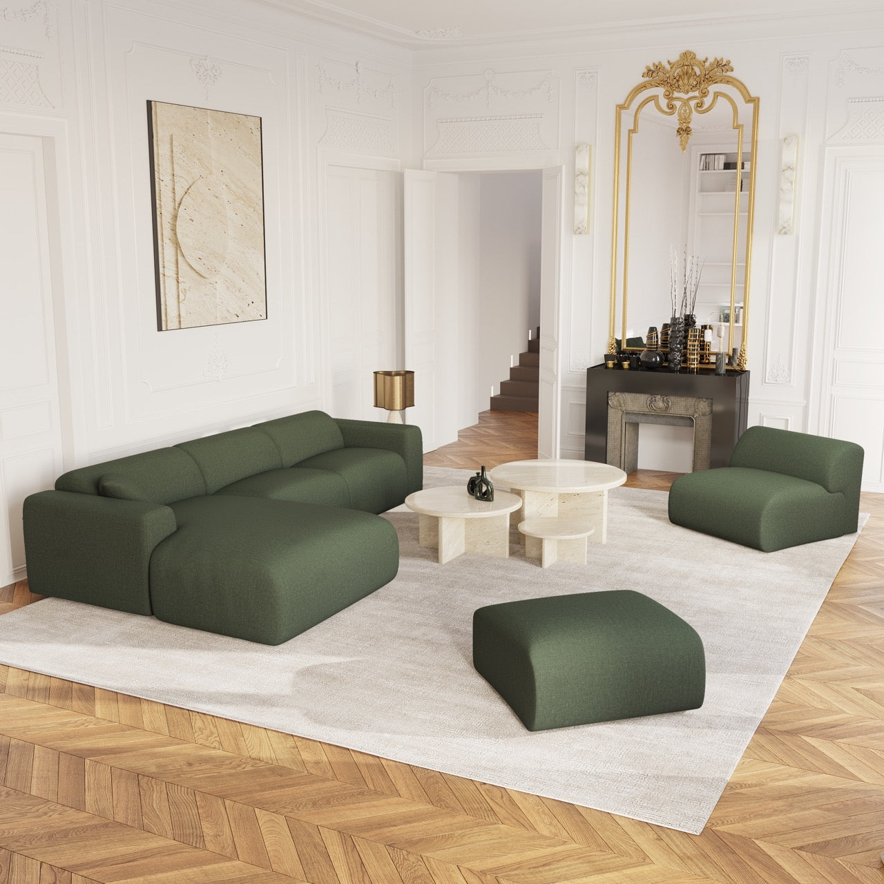 Sia Home Myra canapé angle gauche gris clair 5 places