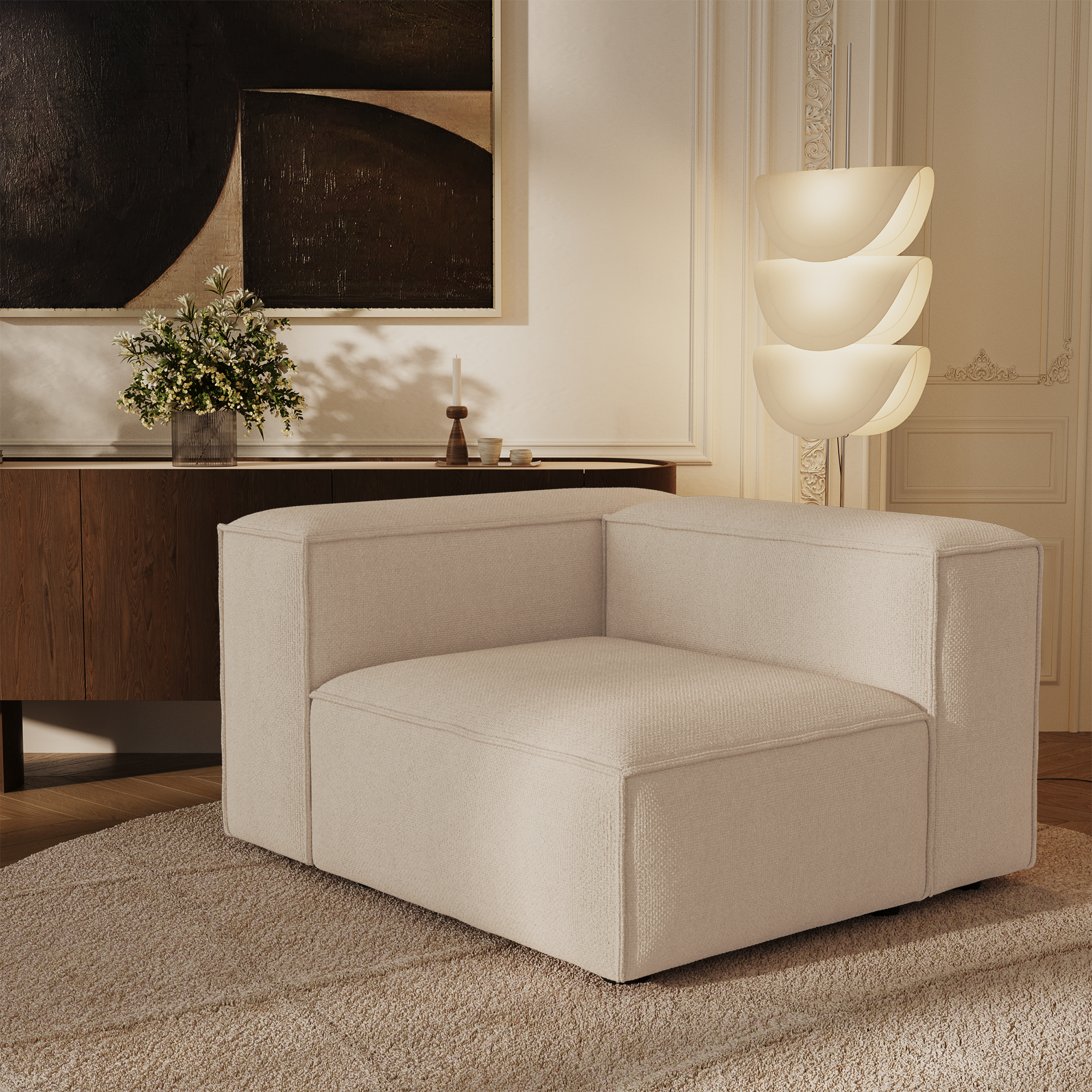Sia Home Cubi module d'angle gauche crème canapé