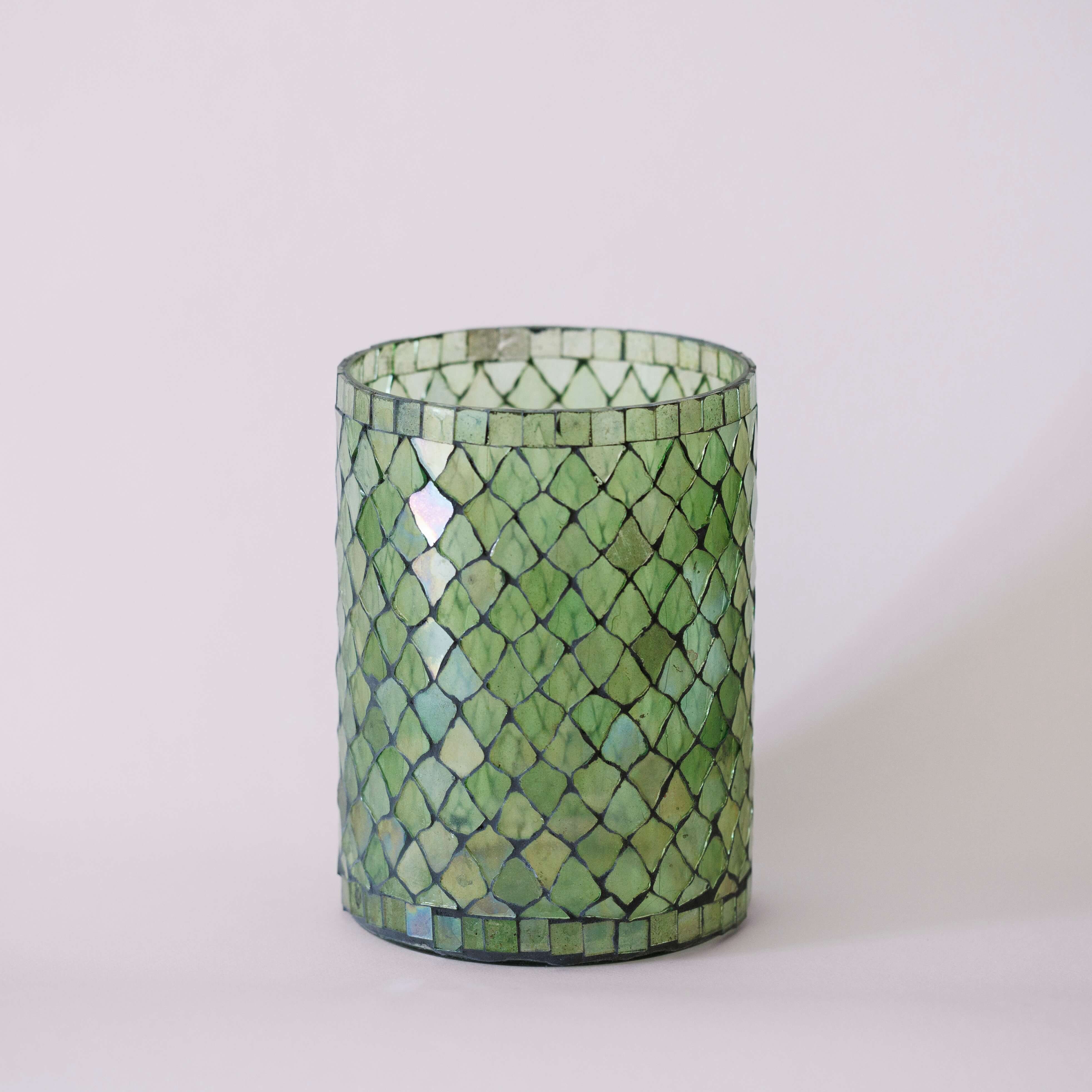 Flowrette Vases petit vase Mosaïc vert artisanale photophore