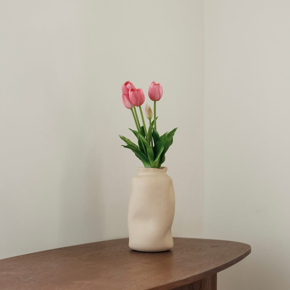 Flowrette Botte 5 tulipes roses fleurs artificielles