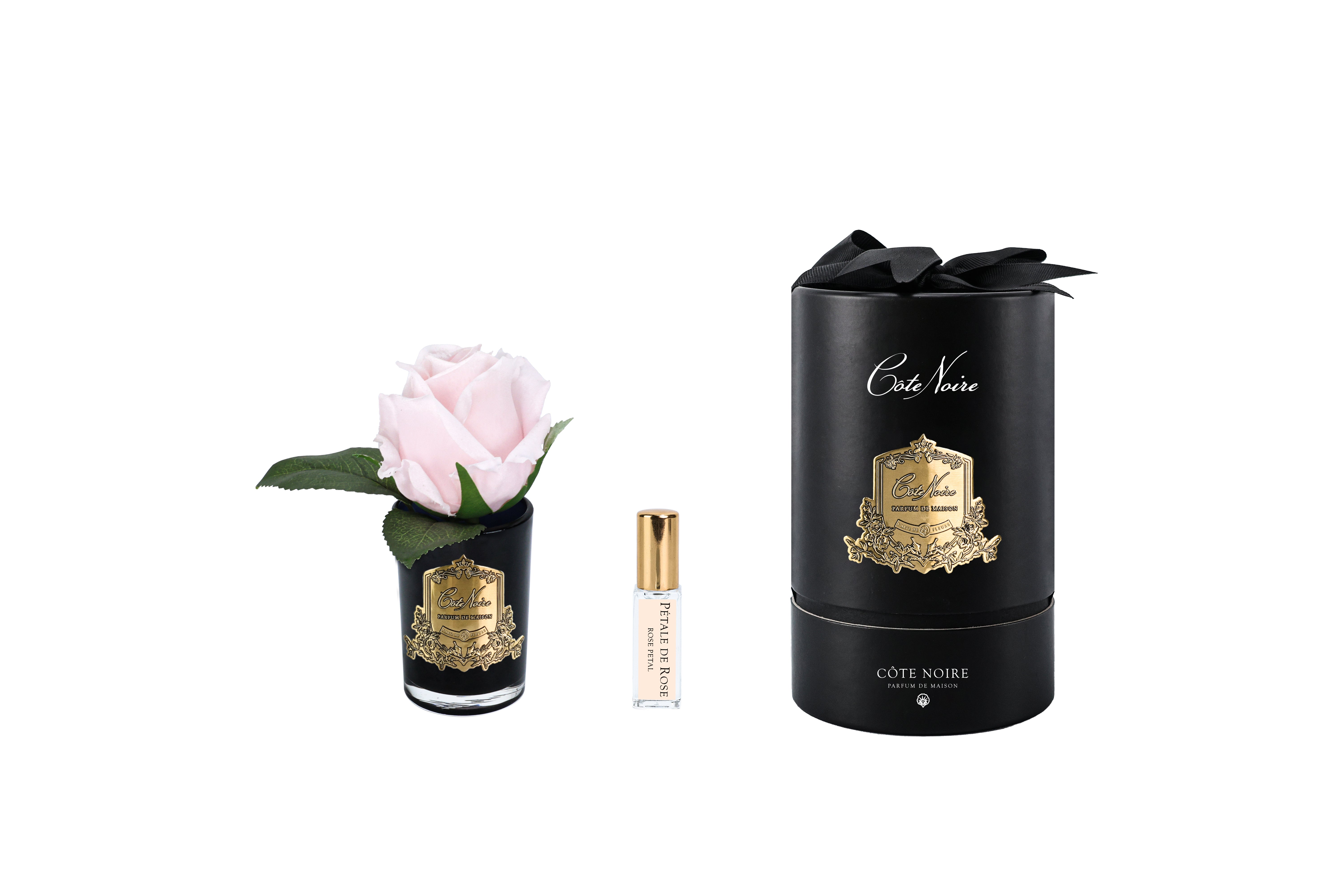 Côte Noire Perfumed Flowers RMRB46 bouton rose pink verre noir