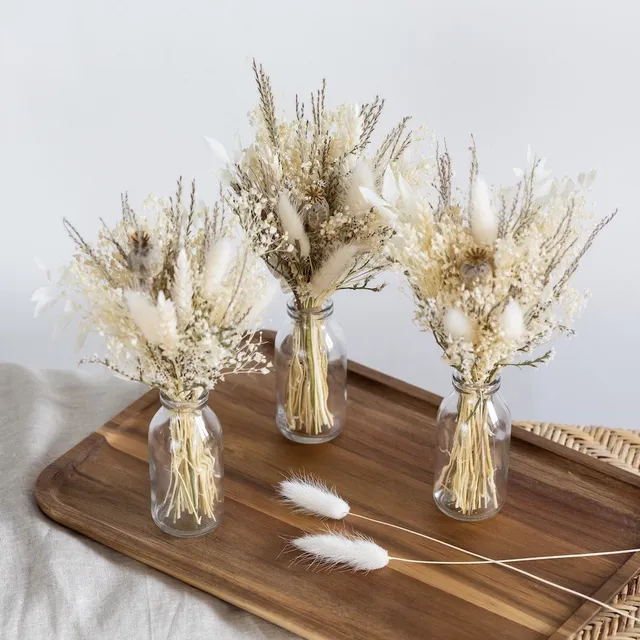 Flowrette Fleurs séchées trio Belleville blanc 3 vases verre
