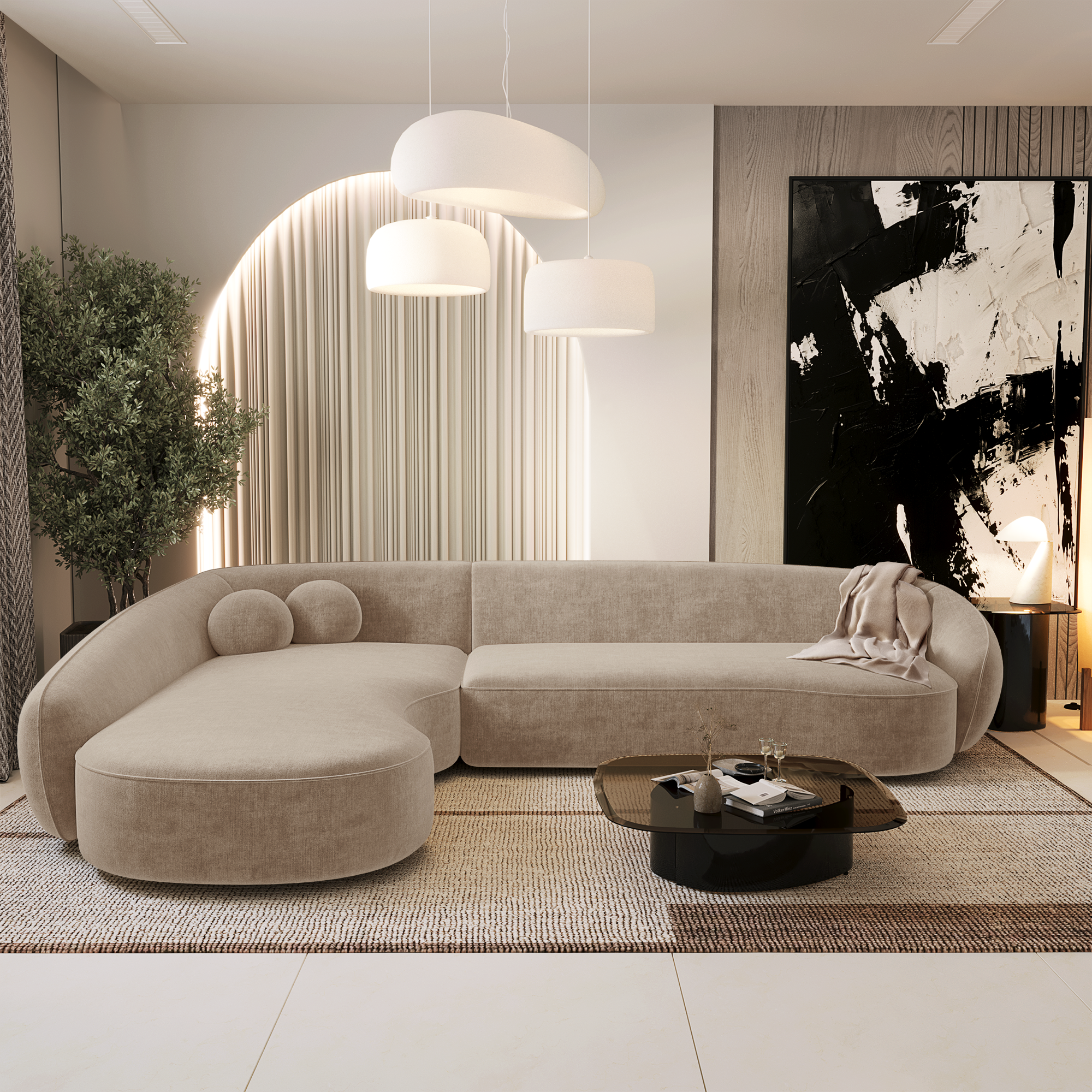 Sia Home Canapés Cooper canapé angle gauche Crème 290 cm