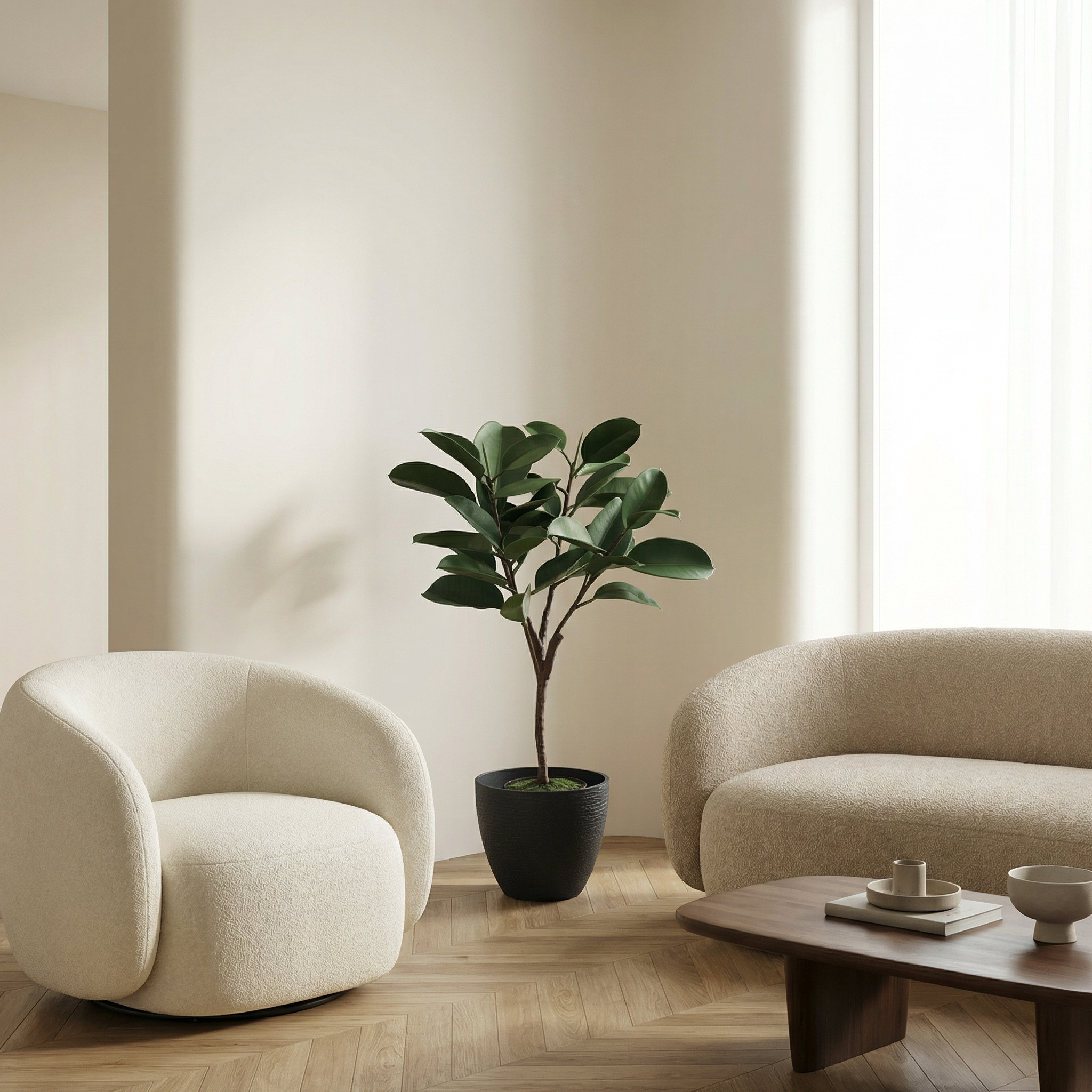Sia Home Ficus arbre artificiel vert 115 cm en pot noir