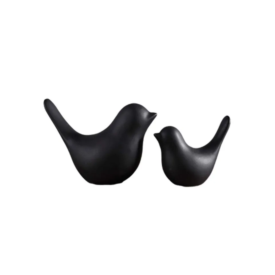 Winomo lot 2 oiseaux céramique noire déco minimaliste