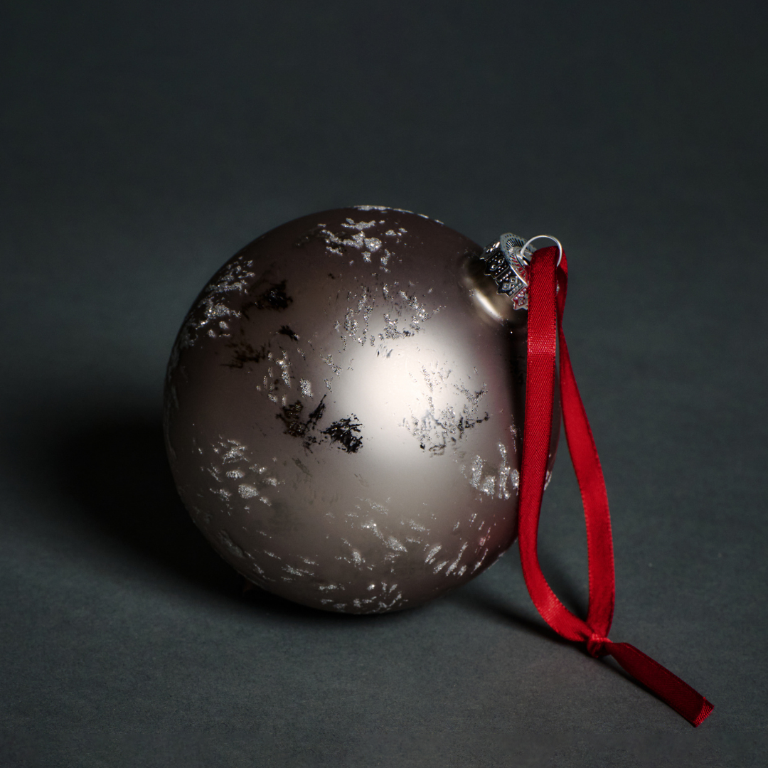 Sia Home Boule Noël Pailletée Mat 10 cm gris violet
