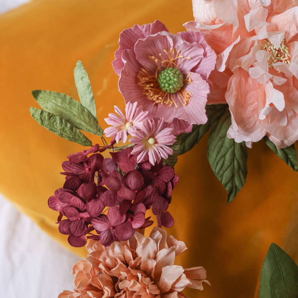 Flowrette Marlier couronne murale papier 45 cm rose