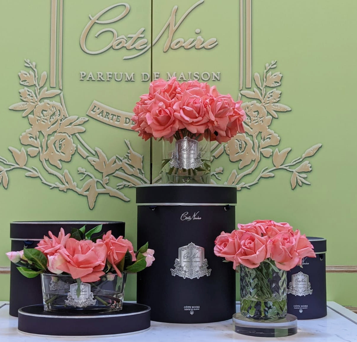 Côte Noire Herringbone fleur boutons rose blanc pêche HCF25