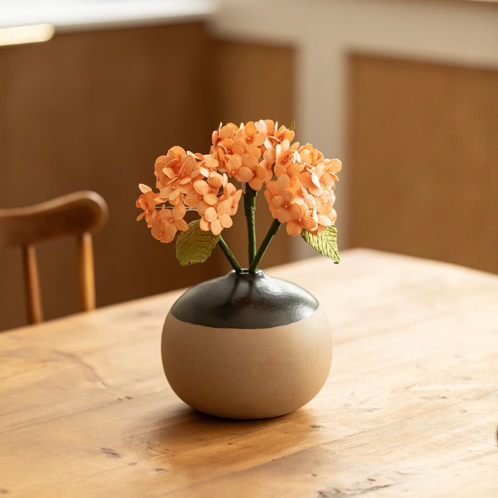 Flowrette petit hortensia fleur en papier orange x1 durable