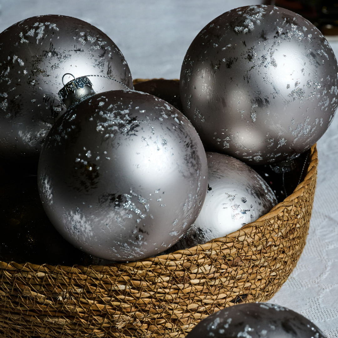 Sia Home Boule Noël Pailletée Mat 10 cm gris violet