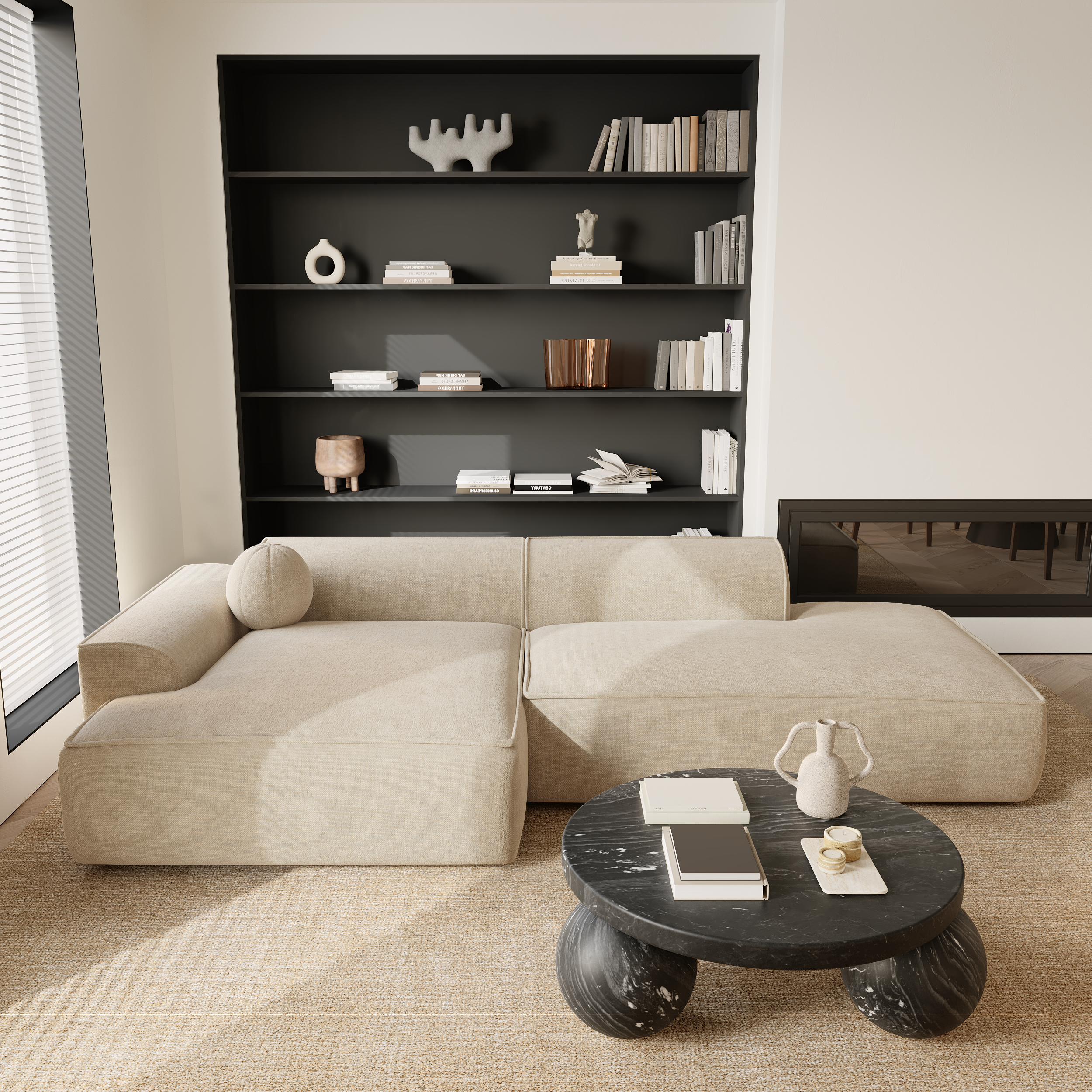 Sia Home Ania canapé angle gauche crème spacieux