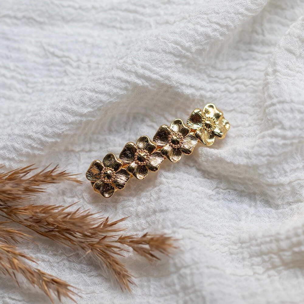 Flowrette Bertille barrette fleurs cerisier doré