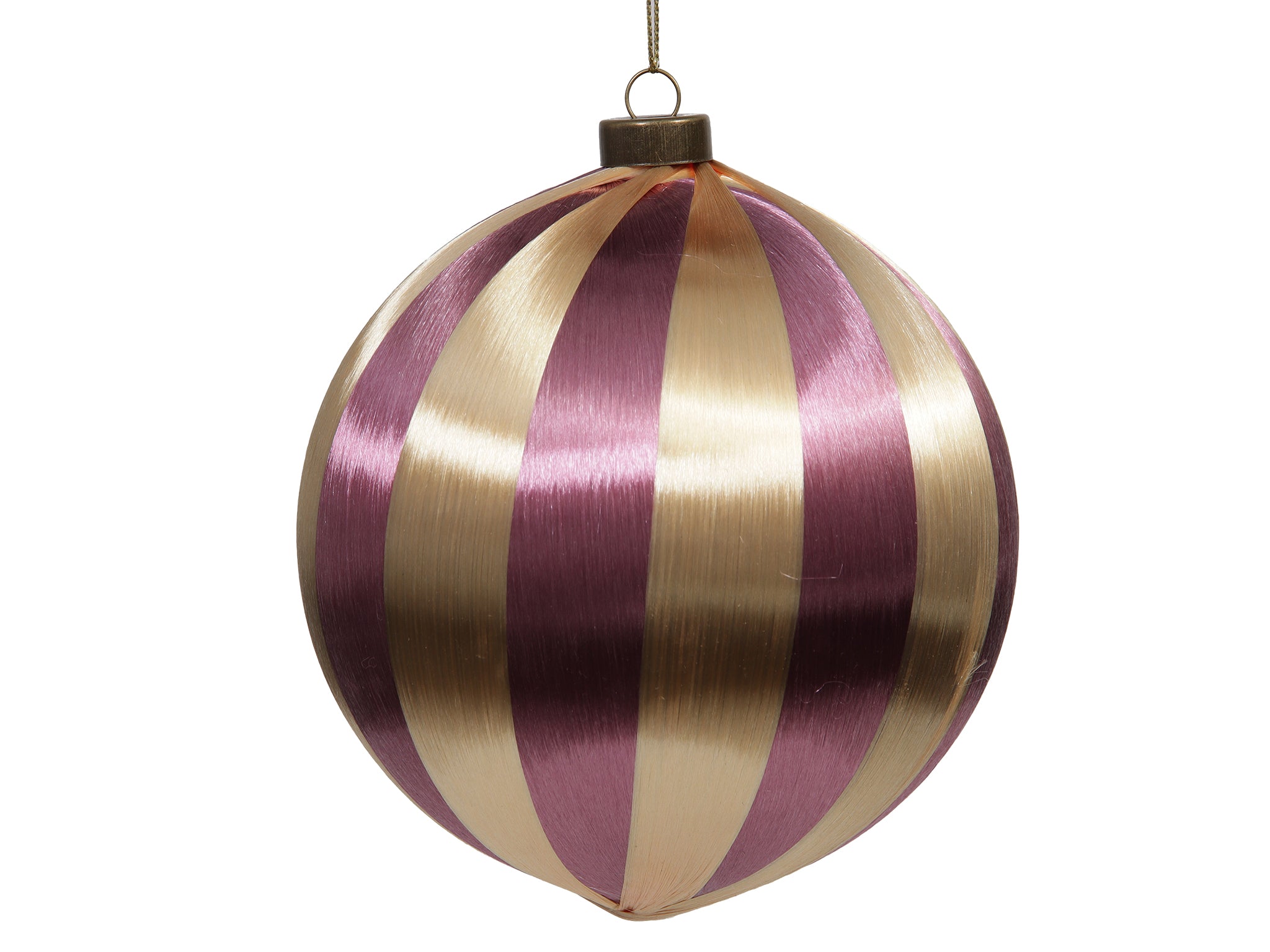 Feuillazur Rungis Boule satin violet beige ornement 8cm