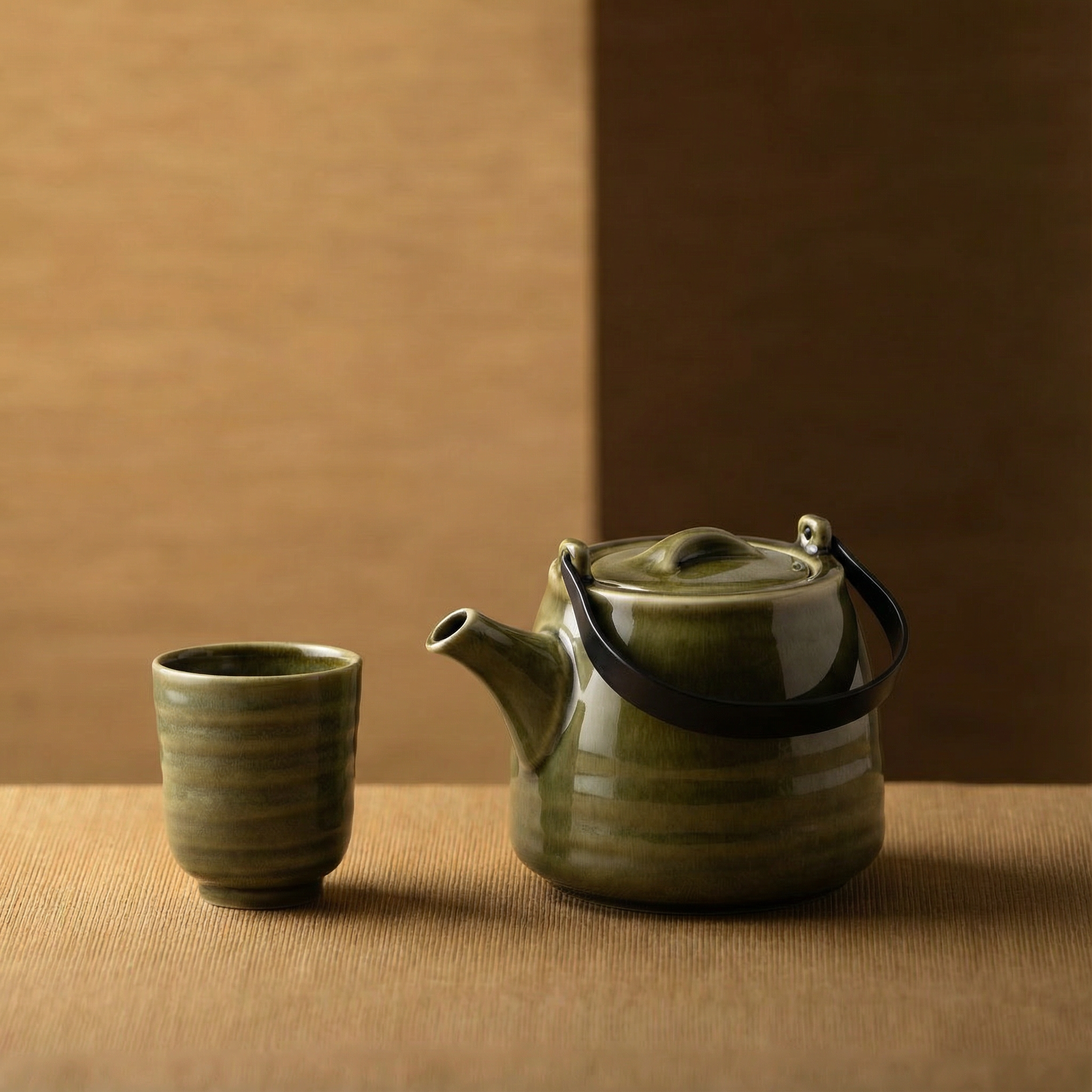 Sia Home Kyoto service à thé grès beige vert 5 pièces