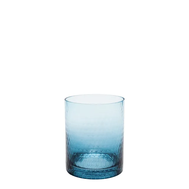 Sia Home Photophore verre bleu facettes 15 cm