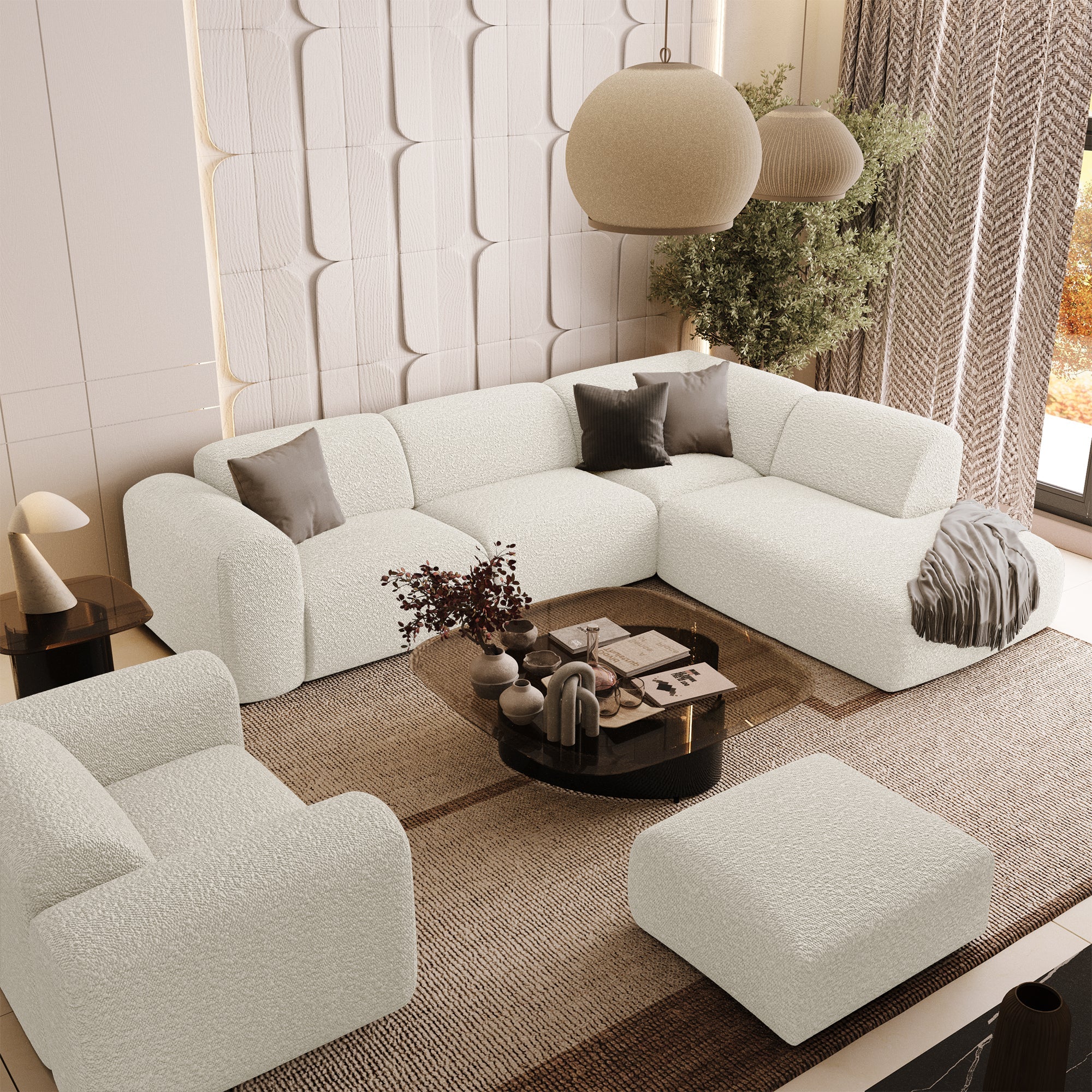 Sia Home Myra canapé angle droit méridienne crème