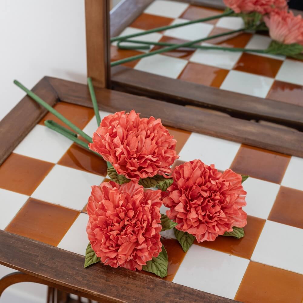 Flowrette Dahlia en papier grenade fleur tige x1 sans entretien