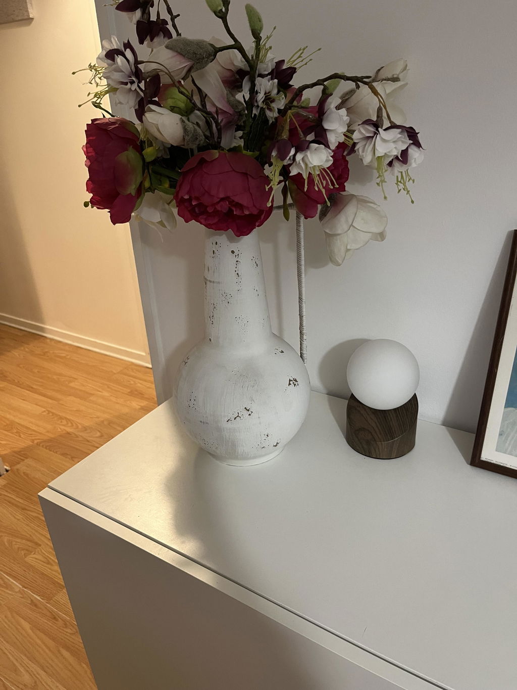 Sia Home Avena vase métal blanc 34 cm poire