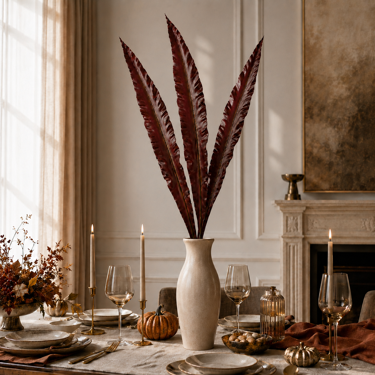 Sia Home fougère feuille artificielle bordeaux 119 cm