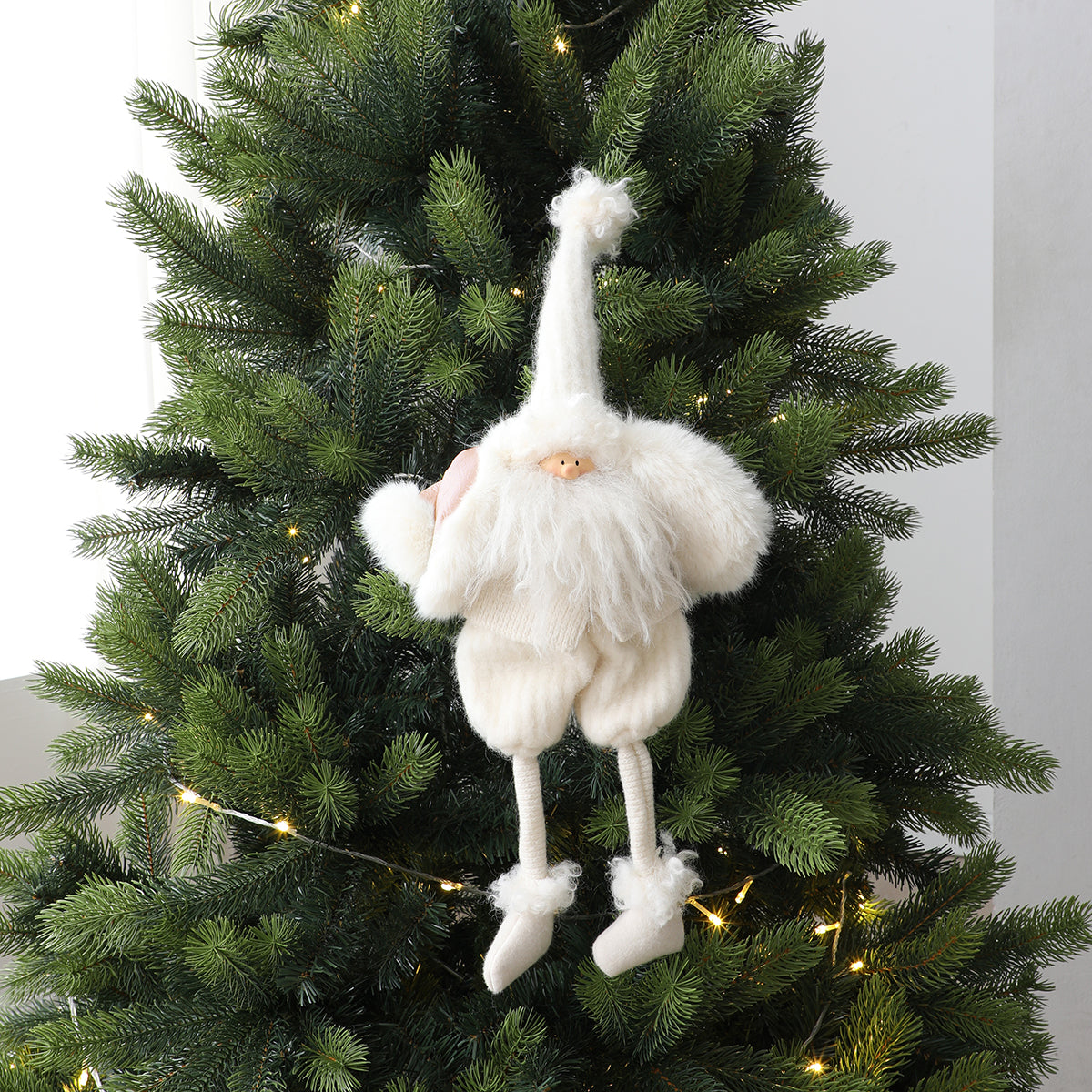 Sia Home Velvet suspension figurine Père Noël crème 49 cm