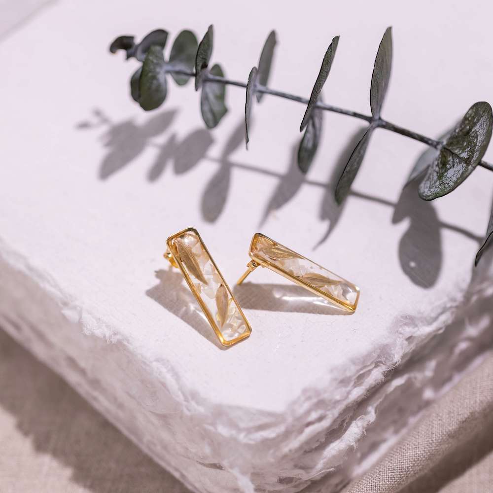 Flowrette Perline grandes boucles oreilles fleurs or fin